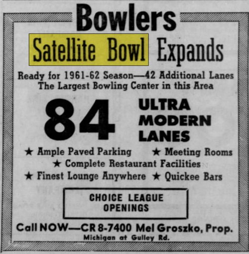 Satellite Bowl - Mar 13 1961 Ad